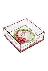Mud Pie Christmas Santa Cocktail Napkins In Acrylic Napkin Holder Set