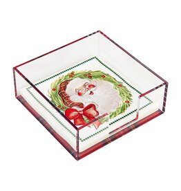 Mud Pie Christmas Santa Cocktail Napkins In Acrylic Napkin Holder Set