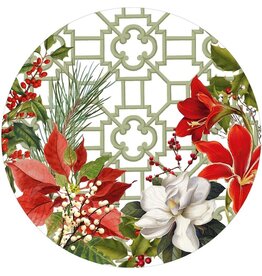Caspari Christmas Paper Placemats 12pk Round Christmas Garden