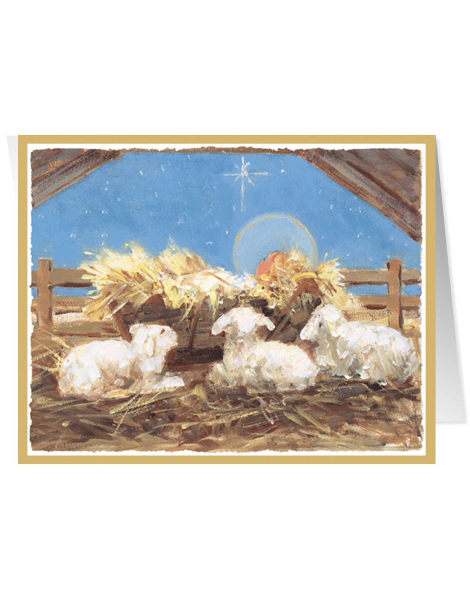 Caspari Boxed Christmas Cards 15pk Baby Jesus In The Manger