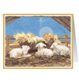 Caspari Boxed Christmas Cards 15pk Baby Jesus In The Manger