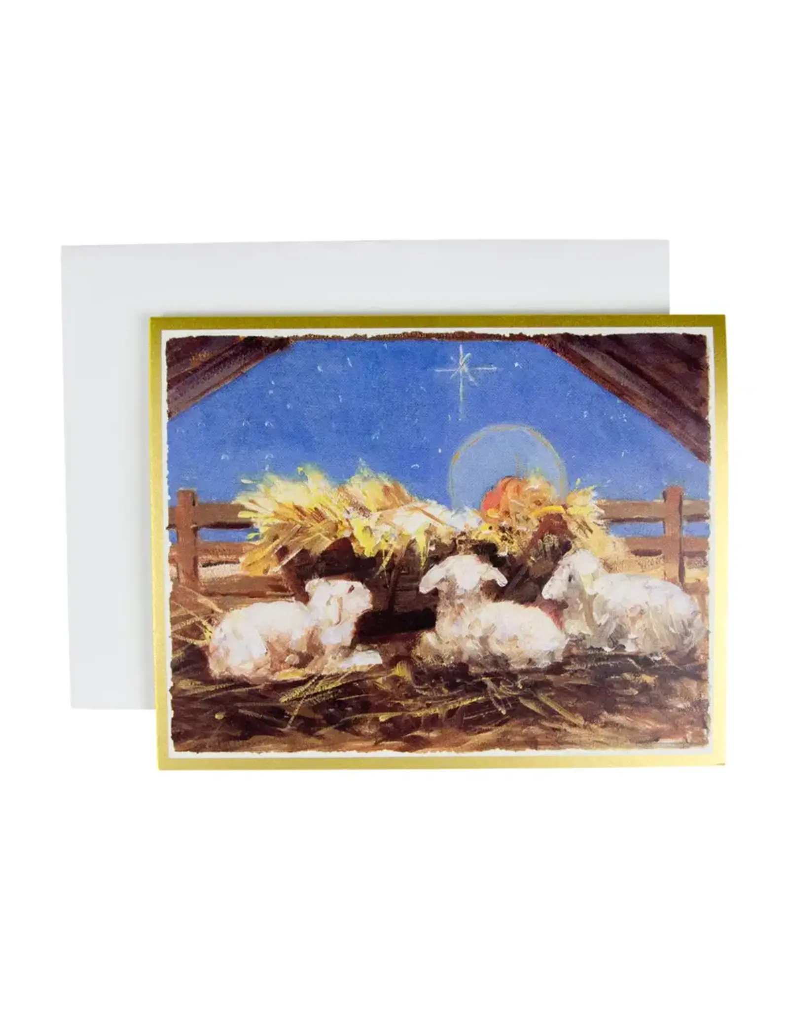 Caspari Boxed Christmas Cards 15pk Baby Jesus In The Manger