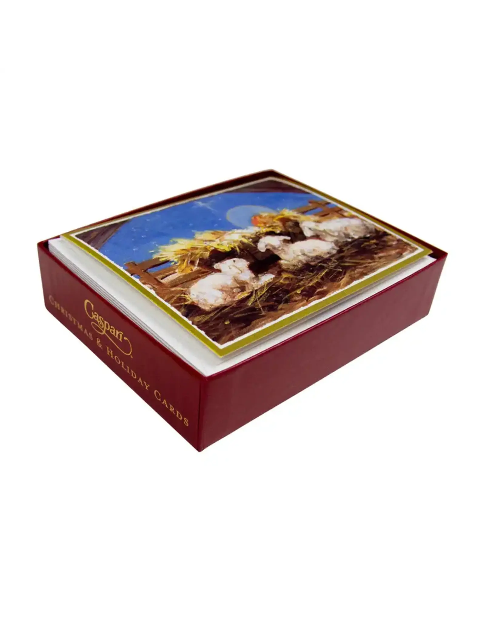 Caspari Boxed Christmas Cards 15pk Baby Jesus In The Manger