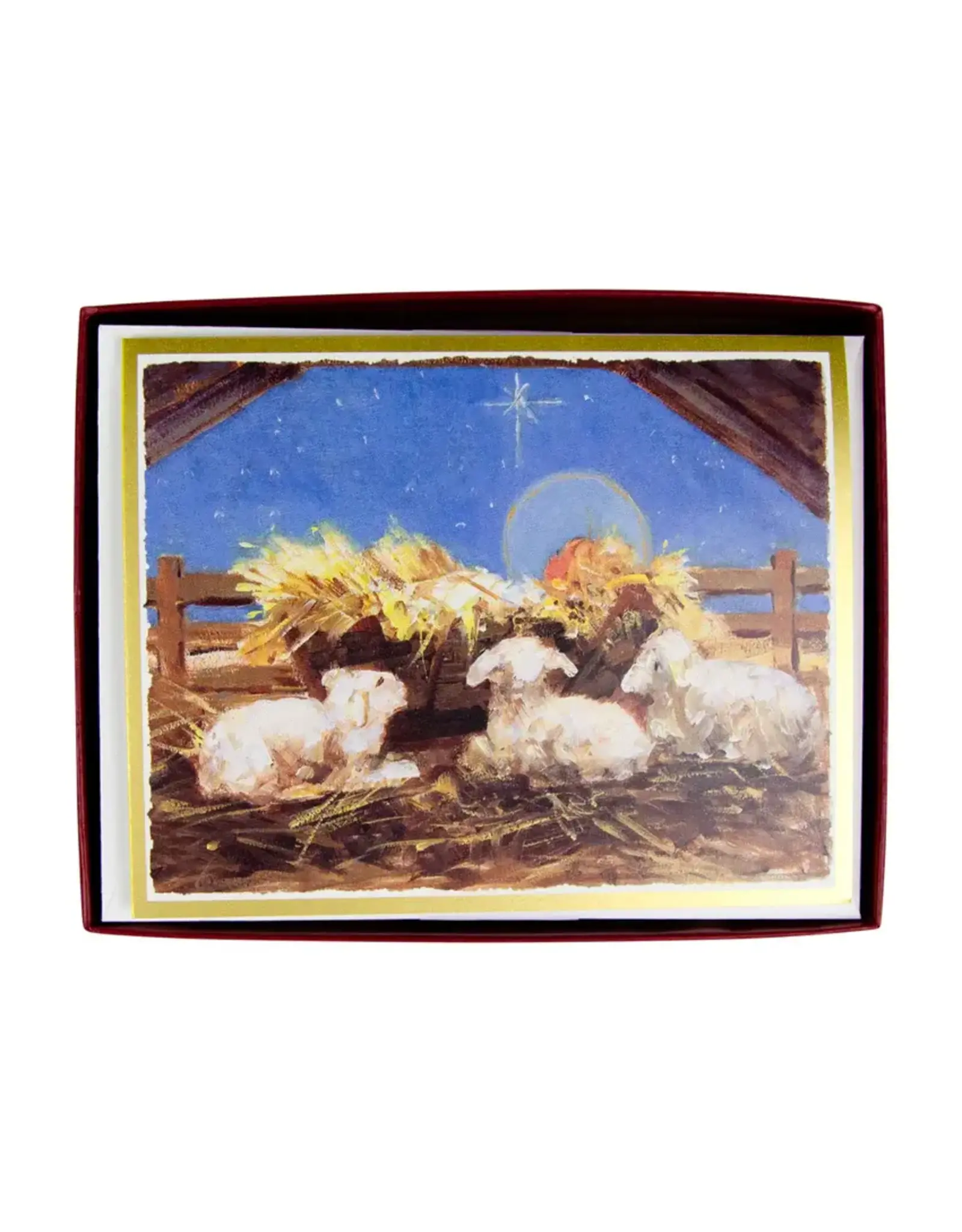 Caspari Boxed Christmas Cards 15pk Baby Jesus In The Manger