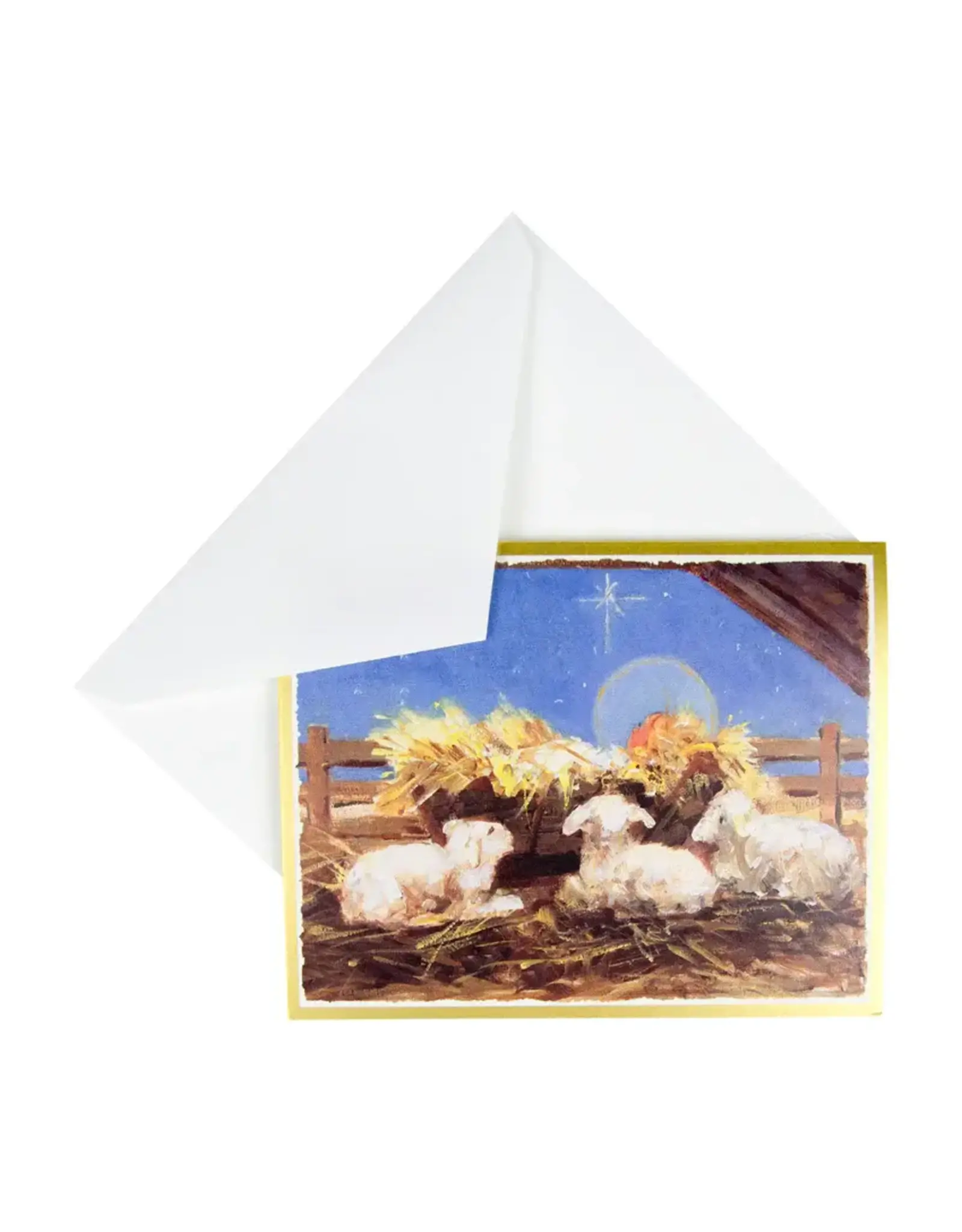 Caspari Boxed Christmas Cards 15pk Baby Jesus In The Manger