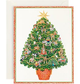 Caspari Boxed Christmas Cards 15pk Safari Tree