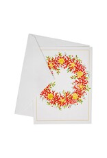 Caspari Boxed Christmas Cards 10pk Coral And Shell Wreath