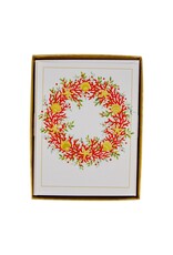 Caspari Boxed Christmas Cards 10pk Coral And Shell Wreath
