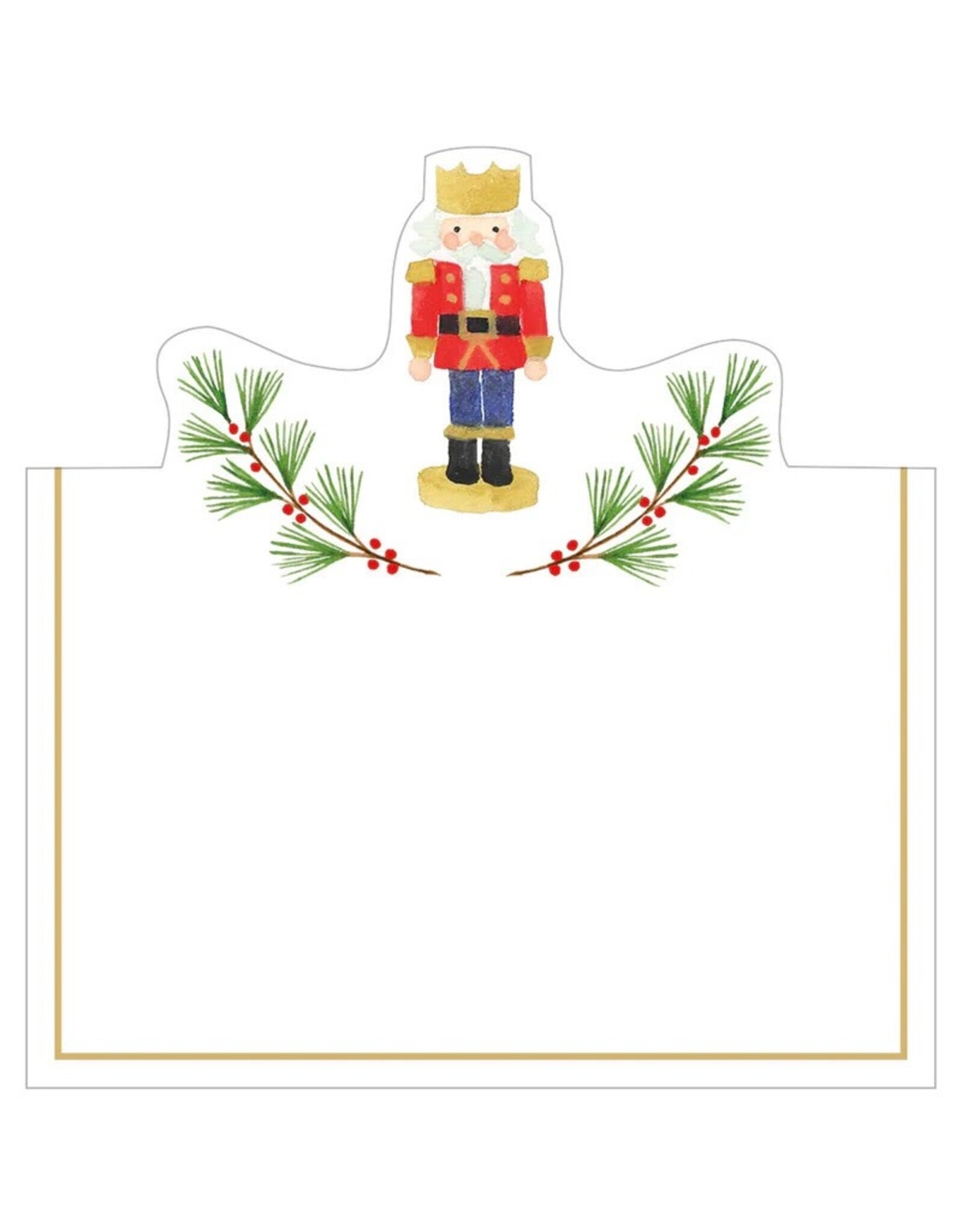 Caspari Christmas Place Cards Tent Style 8pk Little Nutcracker Foil