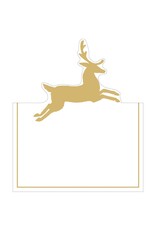 Caspari Christmas Place Cards Tent Style 8pk Leaping Deer Foil