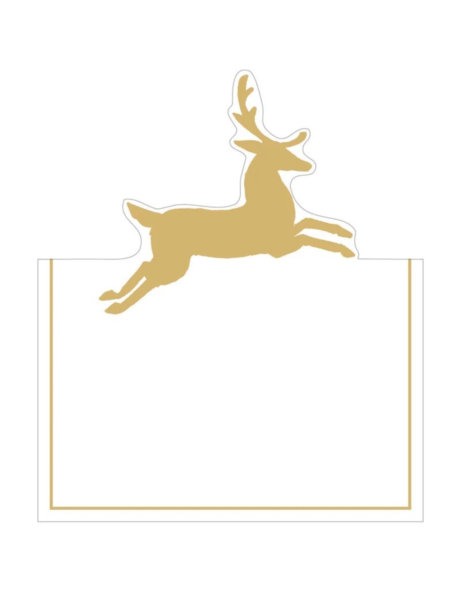Caspari Christmas Place Cards Tent Style 8pk Leaping Deer Foil