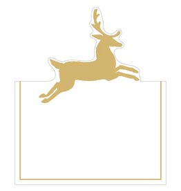 Caspari Christmas Place Cards Tent Style 8pk Leaping Deer Foil