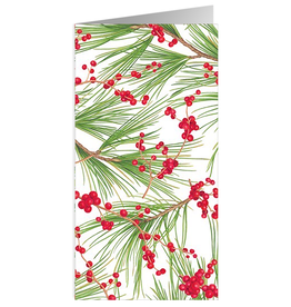 Caspari Christmas Money Holder Card 1ct Berries And Pine Money Card