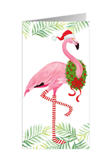 Caspari Christmas Money Holder Card 1ct Flamingo Money Card