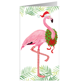 Caspari Christmas Money Holder Card 1ct Flamingo Money Card