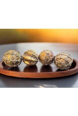 DIGS-N-GIFTS Home Decor 3 Inch Balls Spheres Orbs 4pc Set Vintage Gold