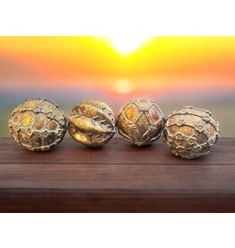 DIGS-N-GIFTS Home Decor 3 Inch Balls Spheres Orbs 4pc Set Vintage Gold