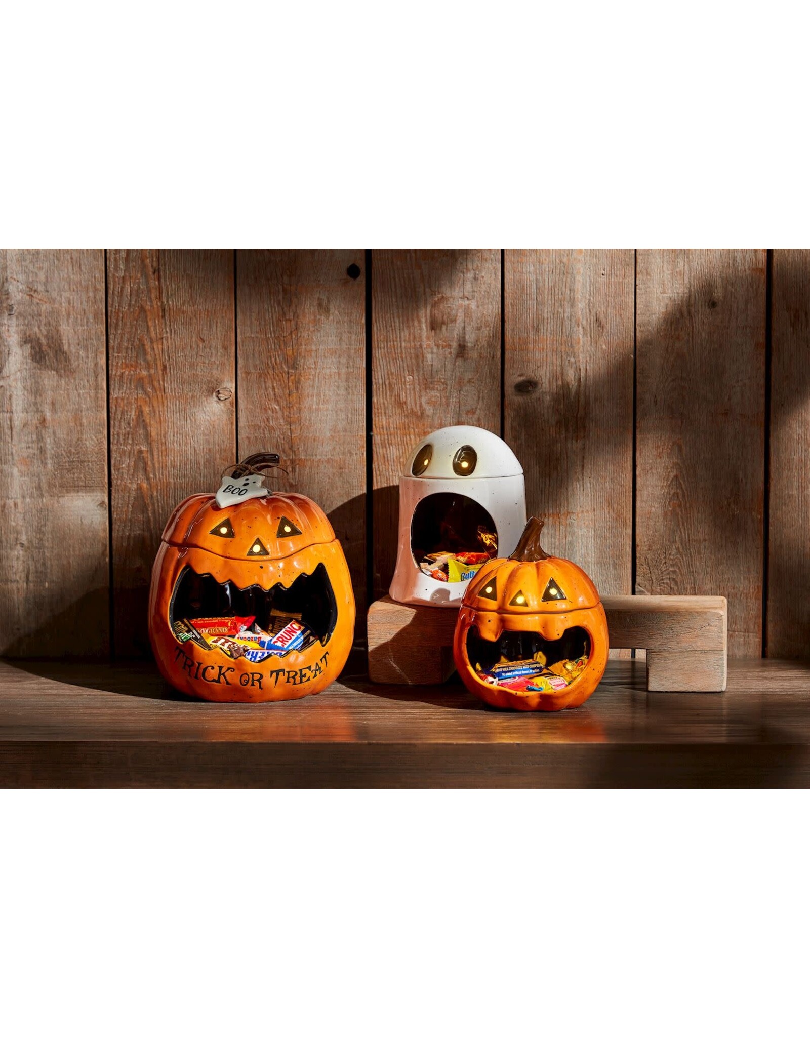Mud Pie Halloween Candy Container Open Mouth Ghost Musical w Lights