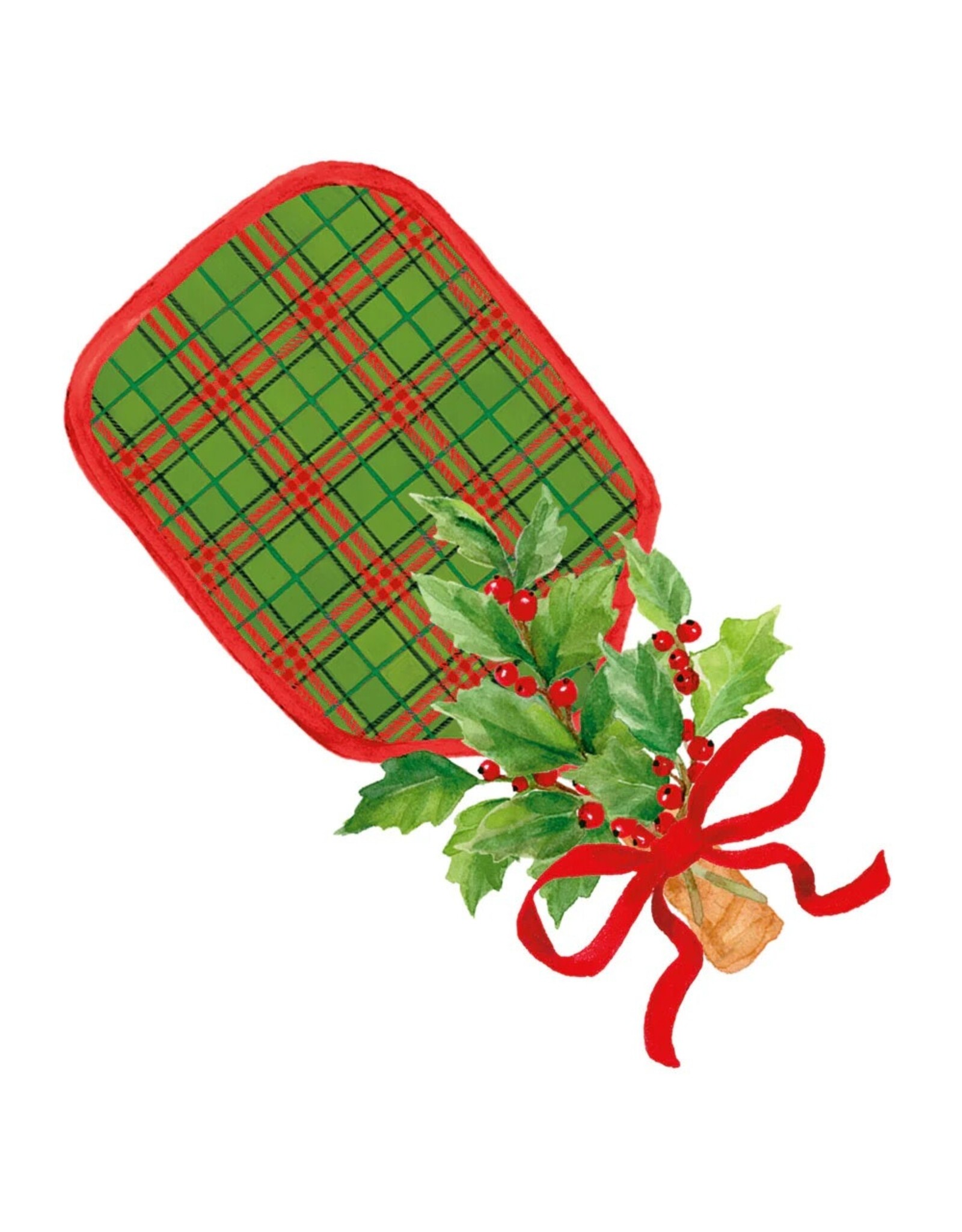 Caspari Ornament Gift Tags 4pk Die-Cut Christmas Pickleball Paddles