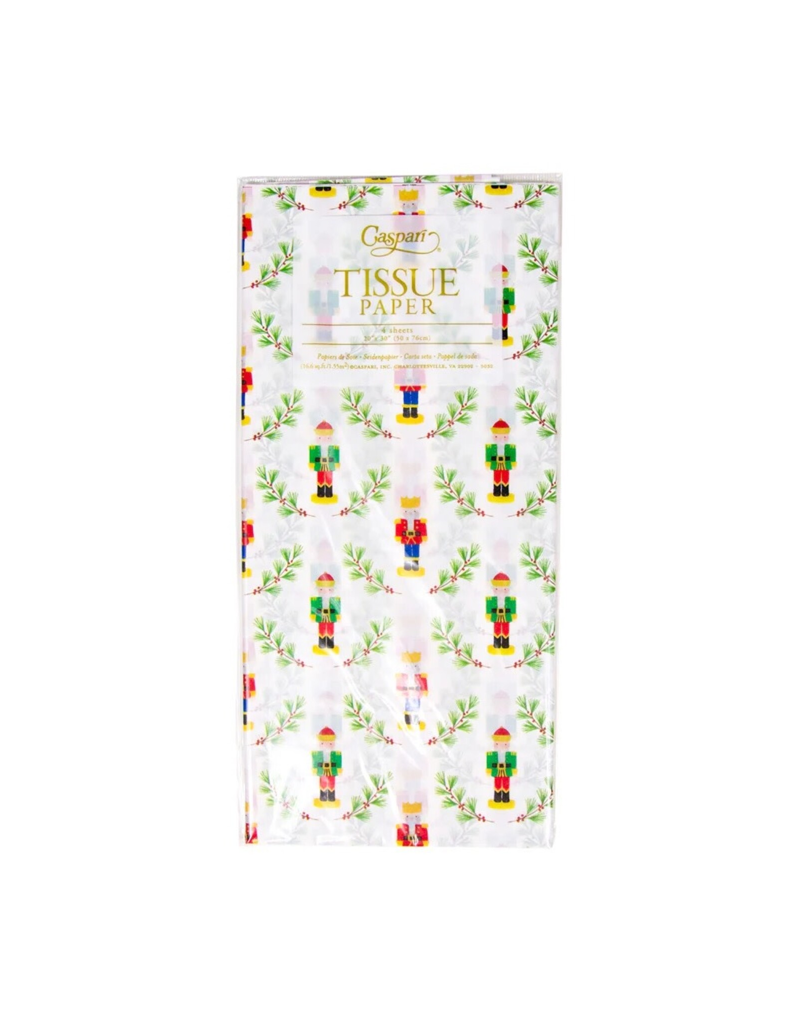 Caspari Christmas Gift Tissue Paper 4 Sheets Little Nutcracker