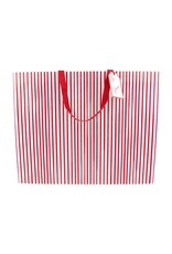 Caspari Gift Bag Jumbo 20x16x8 Stripes For Days Red And White Stripe