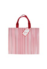 Caspari Gift Bag LG 11.75x4.75x10 Stripes For Days Red And White