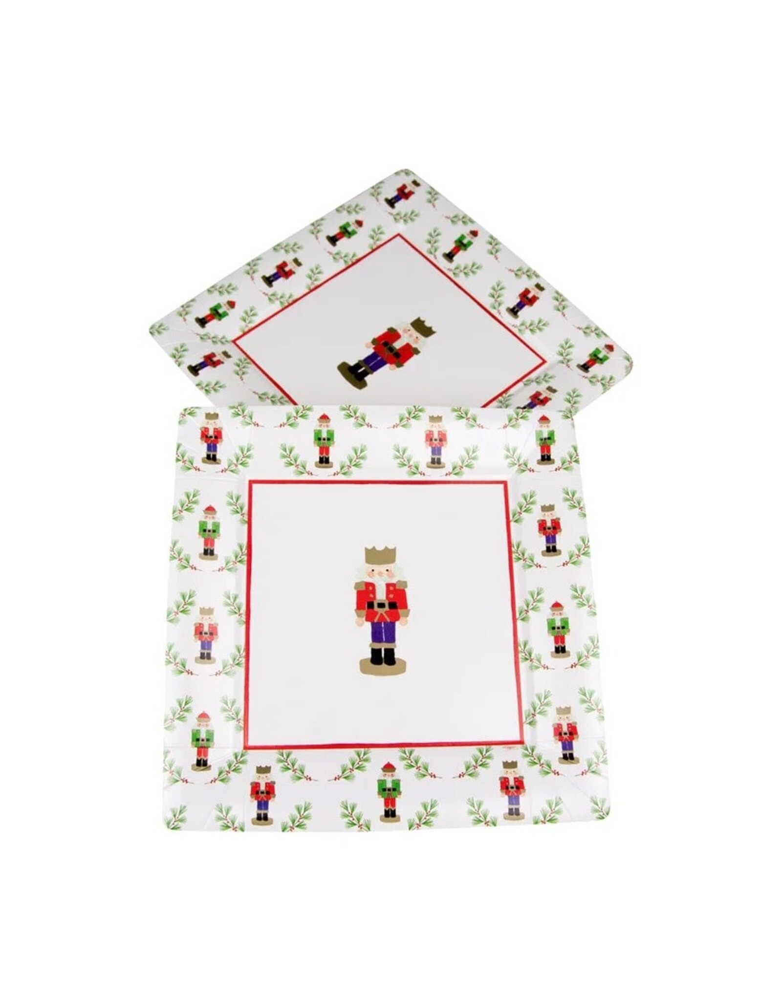 Caspari Christmas Paper Dinner Plates 8pk SQ Little Nutcrackers