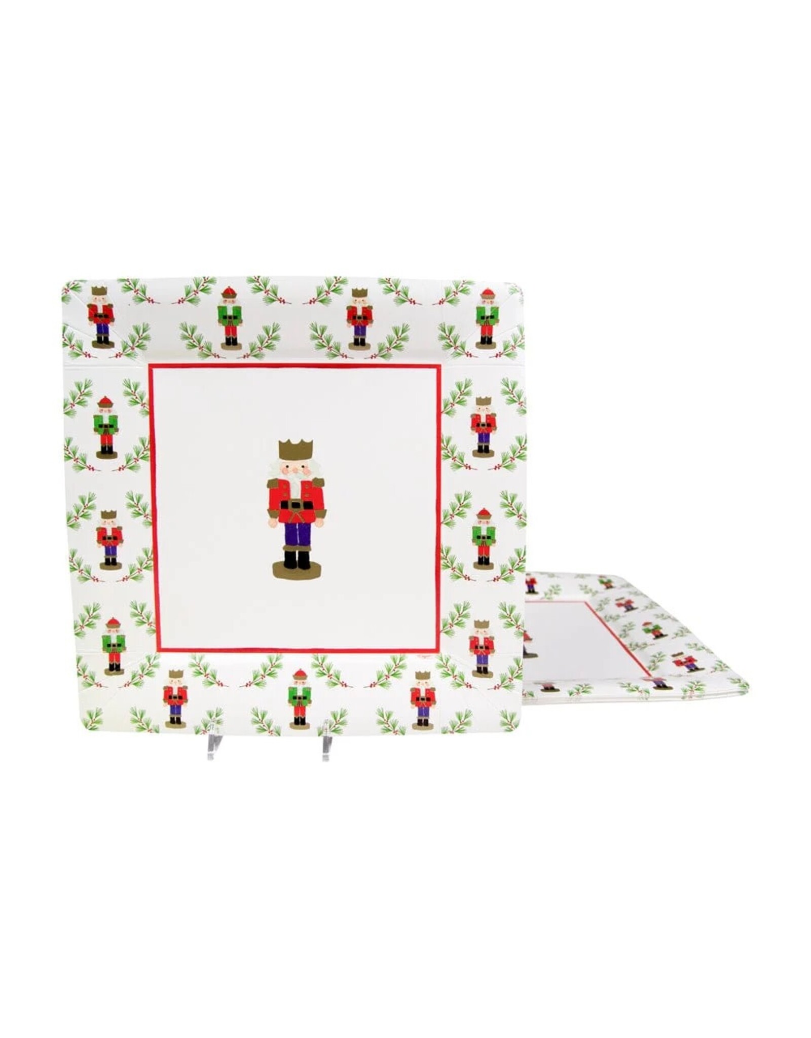 Caspari Christmas Paper Dinner Plates 8pk SQ Little Nutcrackers