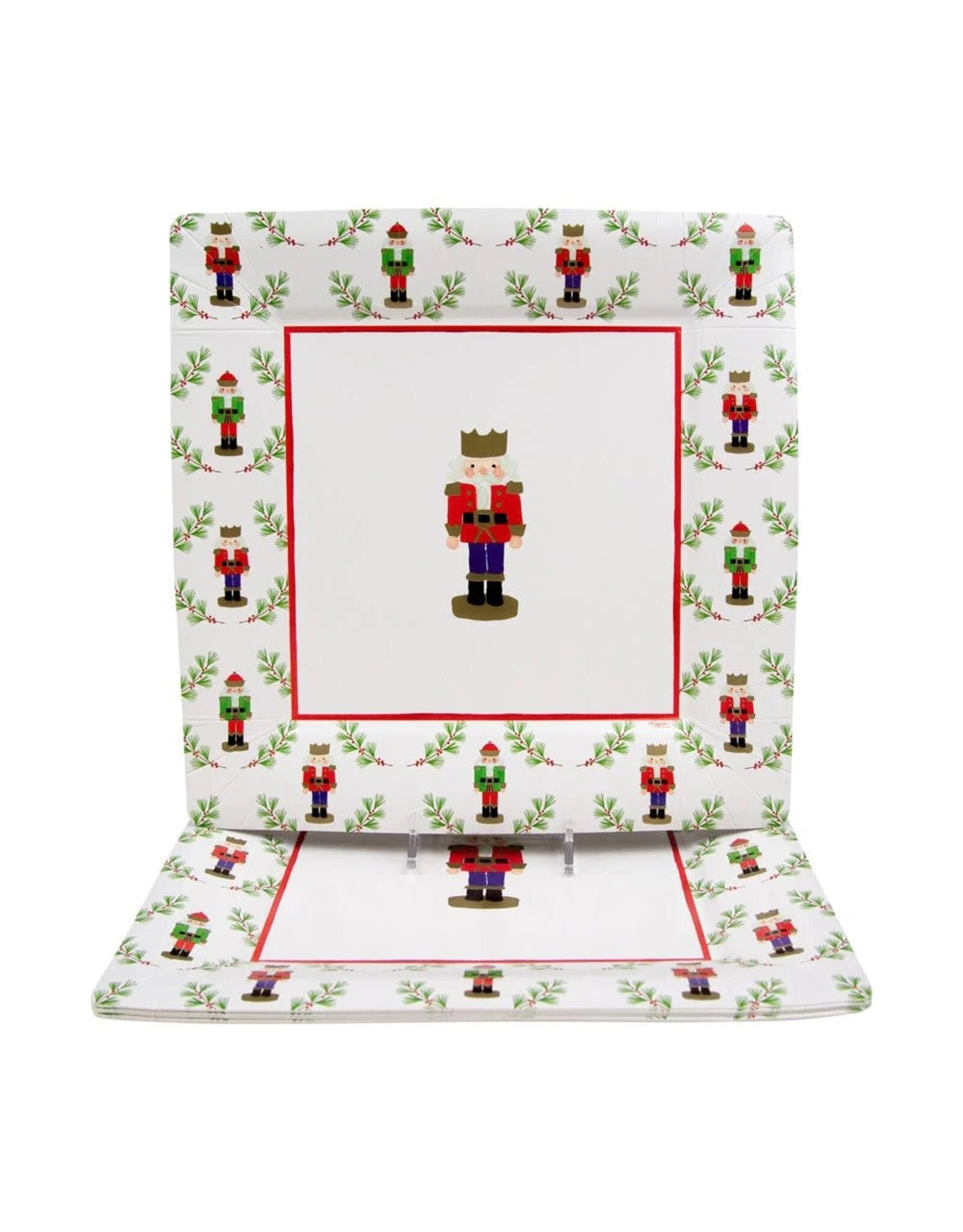 Caspari Christmas Paper Dinner Plates 8pk SQ Little Nutcrackers