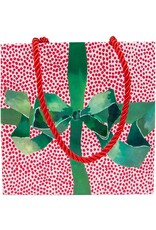 Caspari Christmas Gift Bag Small SQ 5.75x2.5D Tied With A Bow