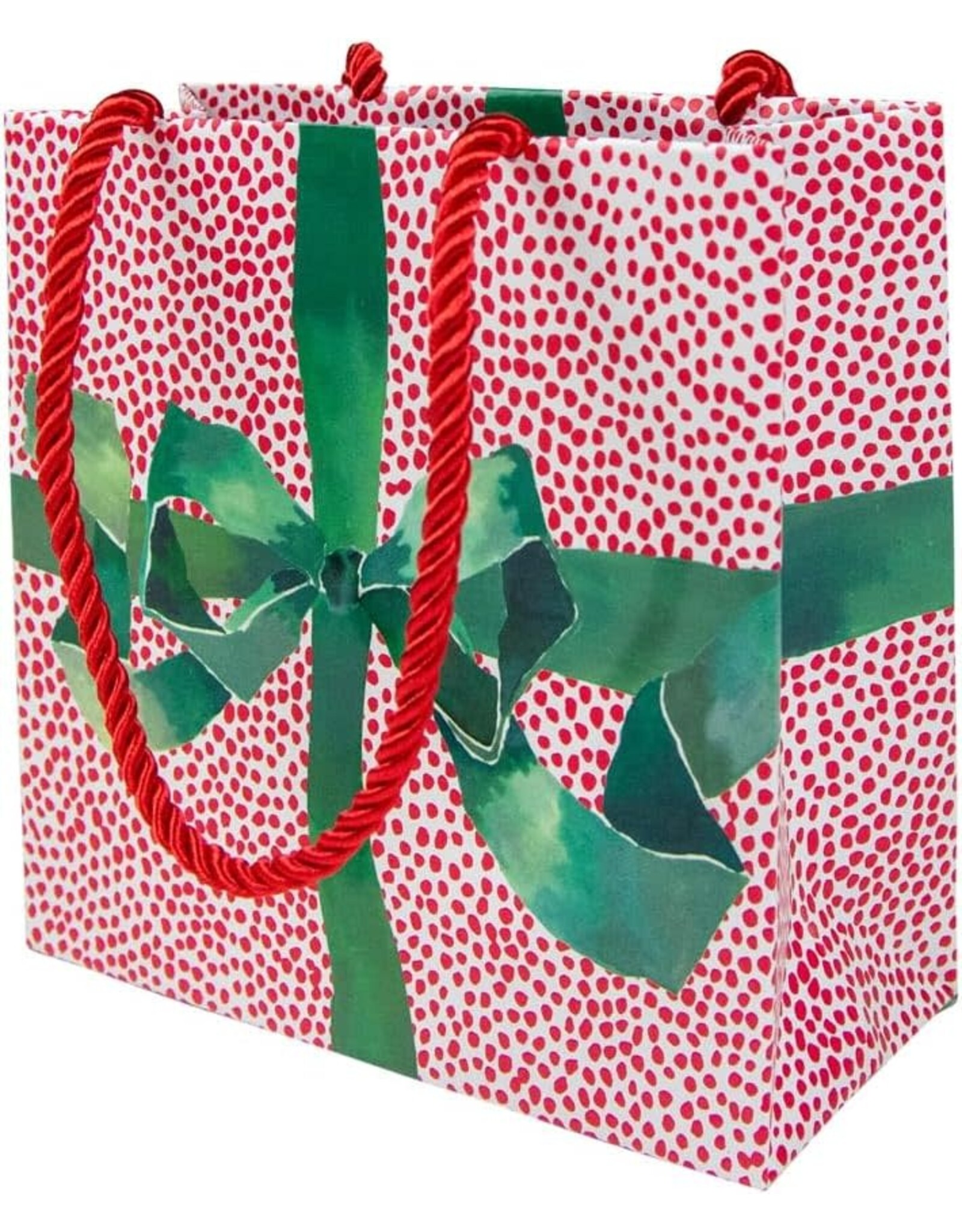 Caspari Christmas Gift Bag Small SQ 5.75x2.5D Tied With A Bow