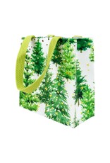 Caspari Christmas Gift Bag Small SQ 5.75x2.5D White Christmas