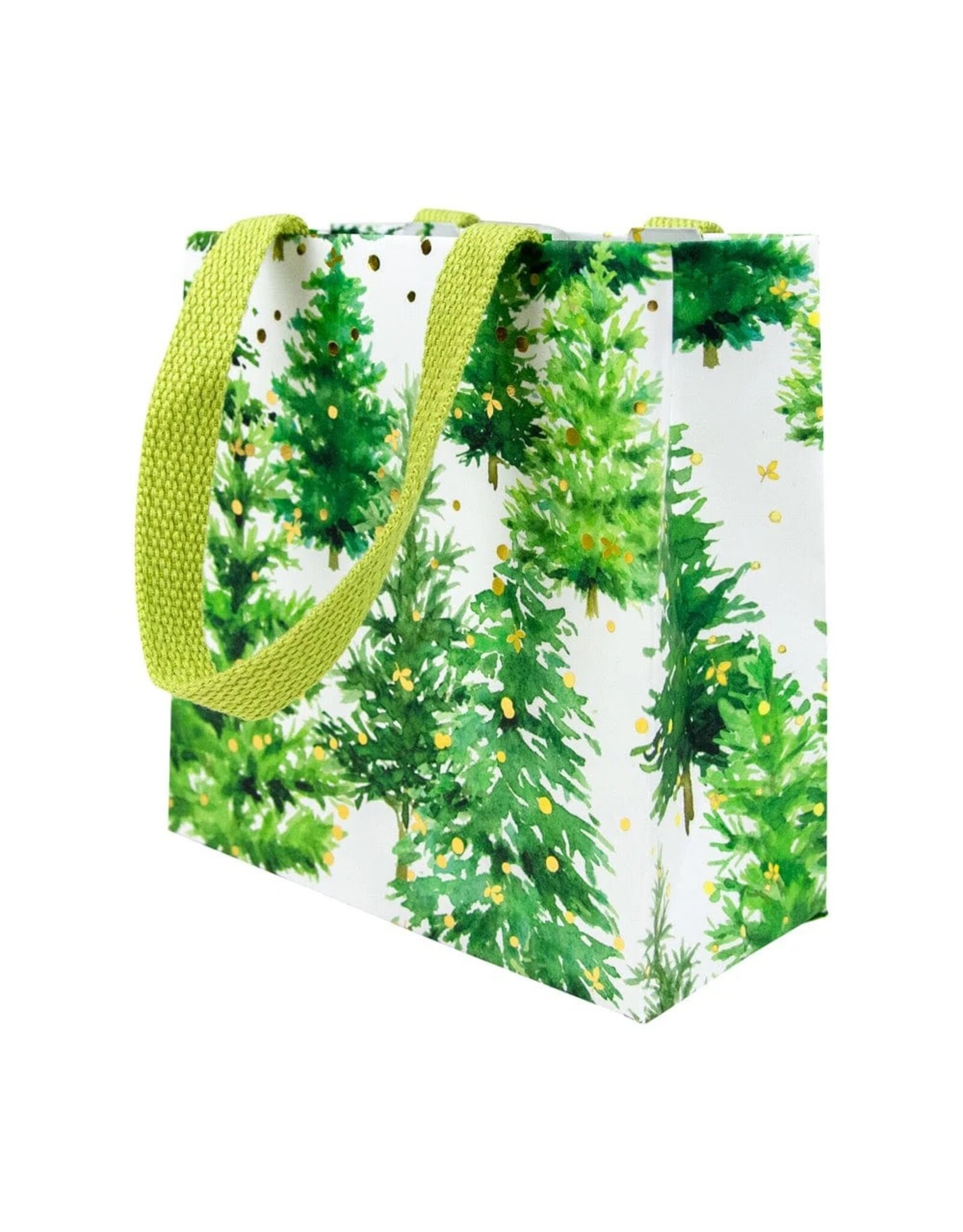 Caspari Christmas Gift Bag Small SQ 5.75x2.5D White Christmas