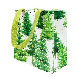 Caspari Christmas Gift Bag Small SQ 5.75x2.5D White Christmas