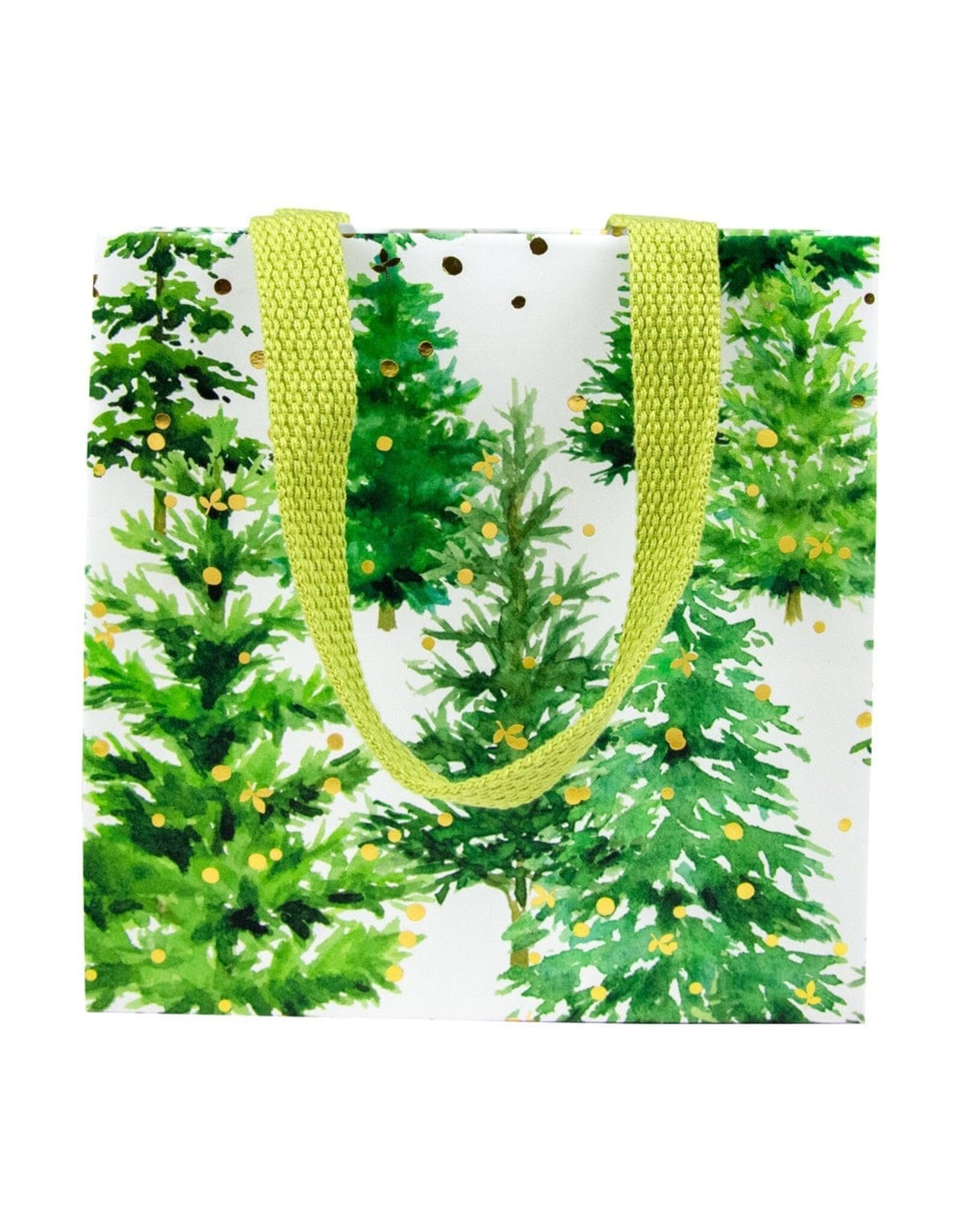 Caspari Christmas Gift Bag Small SQ 5.75x2.5D White Christmas