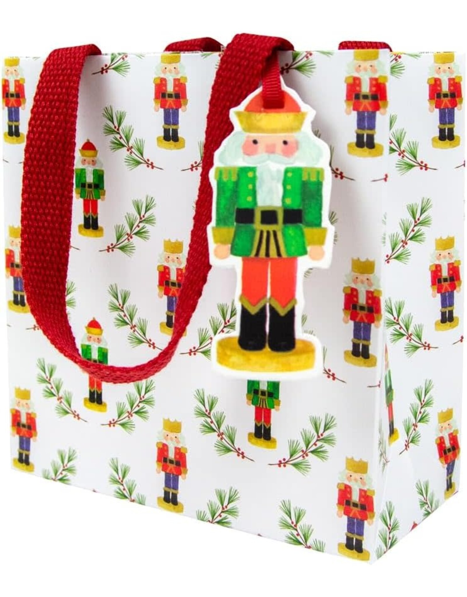 Caspari Christmas Gift Bag Small SQ 5.75x2.5D Little Nutcracker