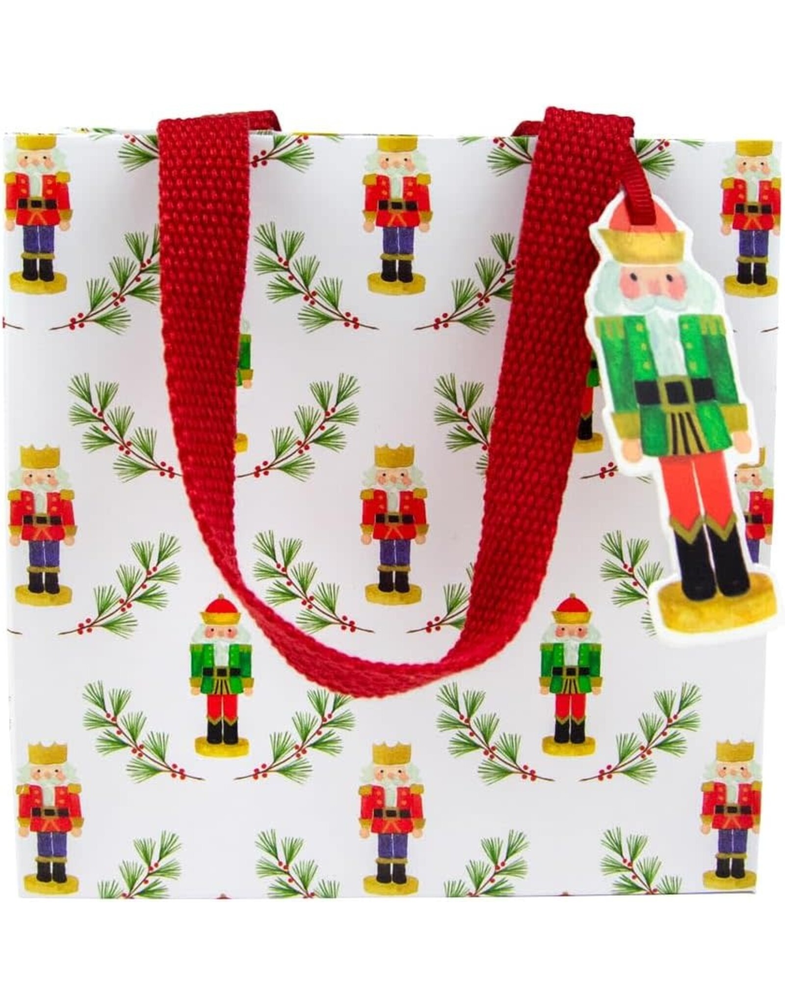 Caspari Christmas Gift Bag Small SQ 5.75x2.5D Little Nutcracker