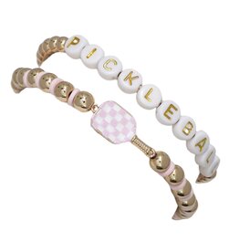 Periwinkle by Barlow Bracelets | Stretch Bracelet Pickleball Pink 2pc