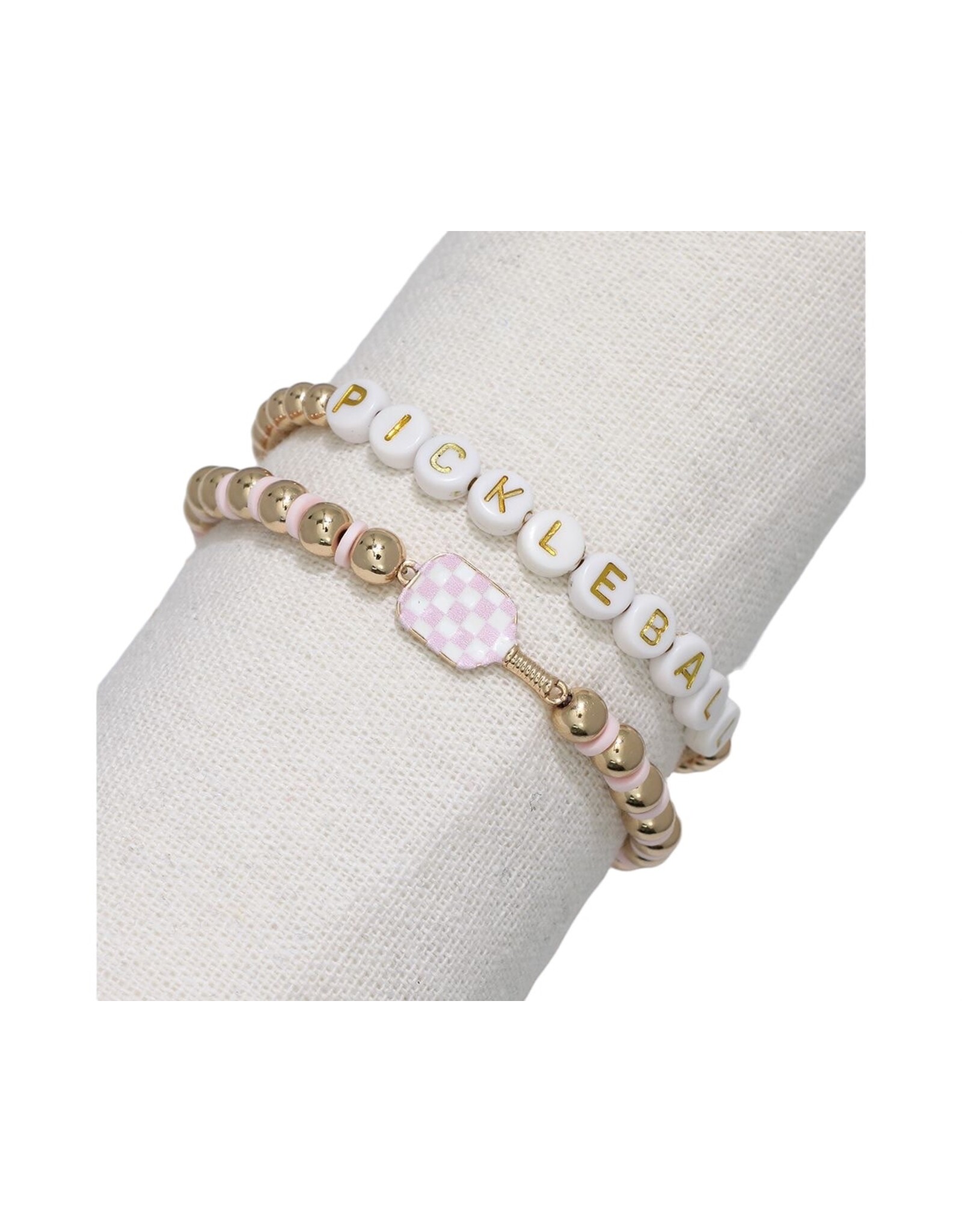 Periwinkle by Barlow Bracelets | Stretch Bracelet Pickleball Pink 2pc
