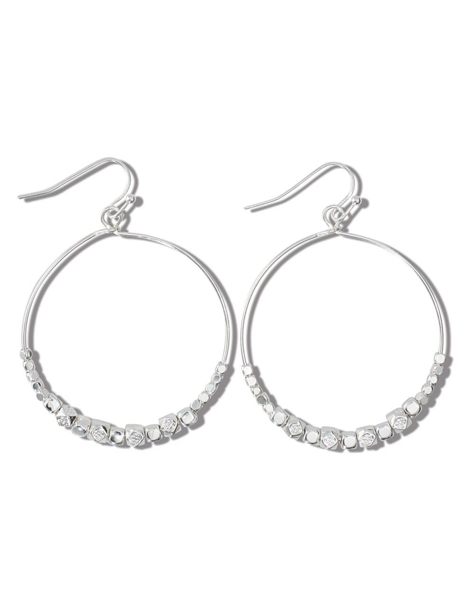 Periwinkle by Barlow Earrings Silver Beaded Hoops
