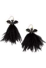 Periwinkle by Barlow Halloween Earrings | Black Feathered Bats