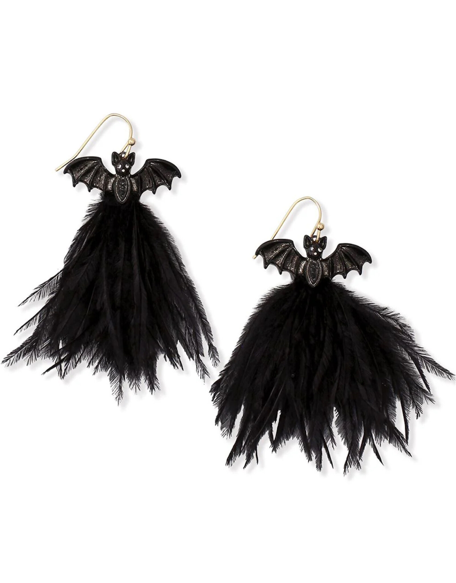 Periwinkle by Barlow Halloween Earrings | Black Feathered Bats
