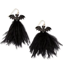 Periwinkle by Barlow Halloween Earrings | Black Feathered Bats