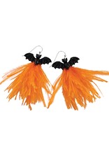 Periwinkle by Barlow Halloween Earrings | Orange Feathered Bats