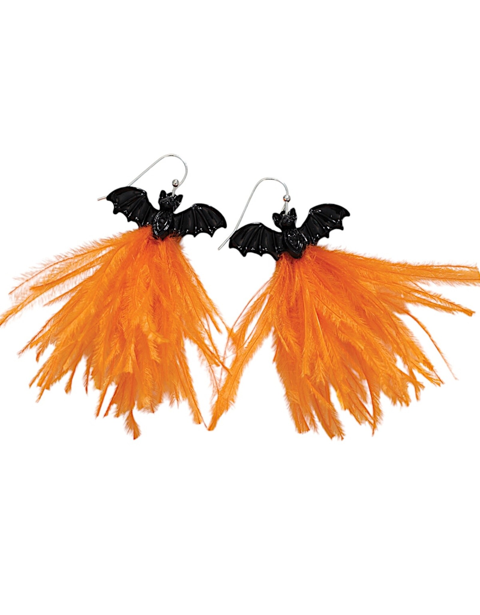 Periwinkle by Barlow Halloween Earrings | Orange Feathered Bats
