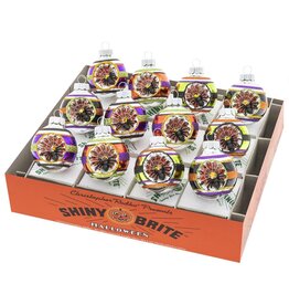 Christopher Radko Shiny Brite Halloween 12ct 1.75” Decorated Rounds W Reflectors