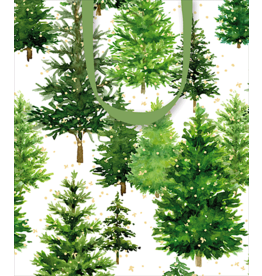 Caspari Christmas Gift Bag Lg 11.75x4.75x10 White Christmas