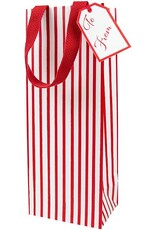 Caspari Christmas Wine And Bottle Gift Bag Stripes For Days