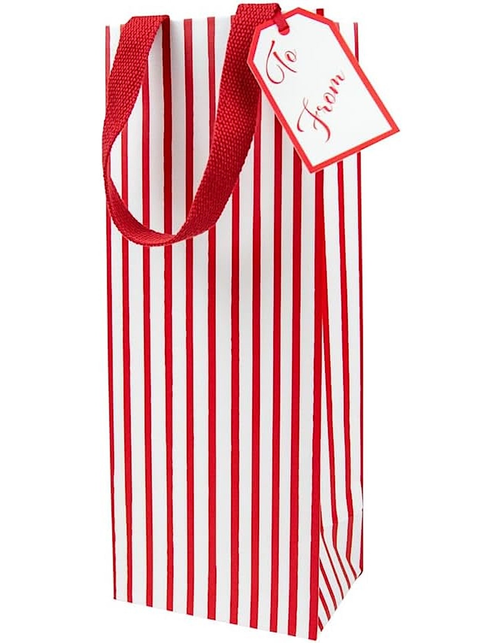 Caspari Christmas Wine And Bottle Gift Bag Stripes For Days