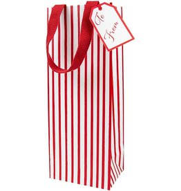 Caspari Christmas Wine And Bottle Gift Bag Stripes For Days